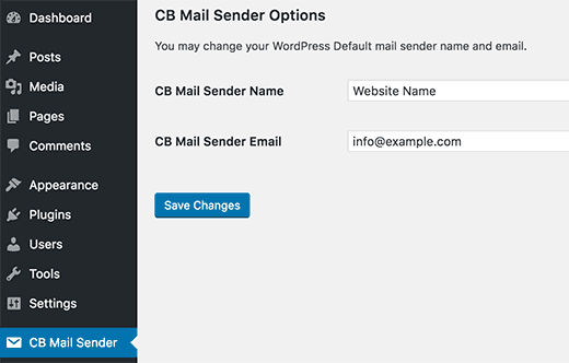 نحوه تغییر نام و آدرس فرستنده ایمیل در وردپرس