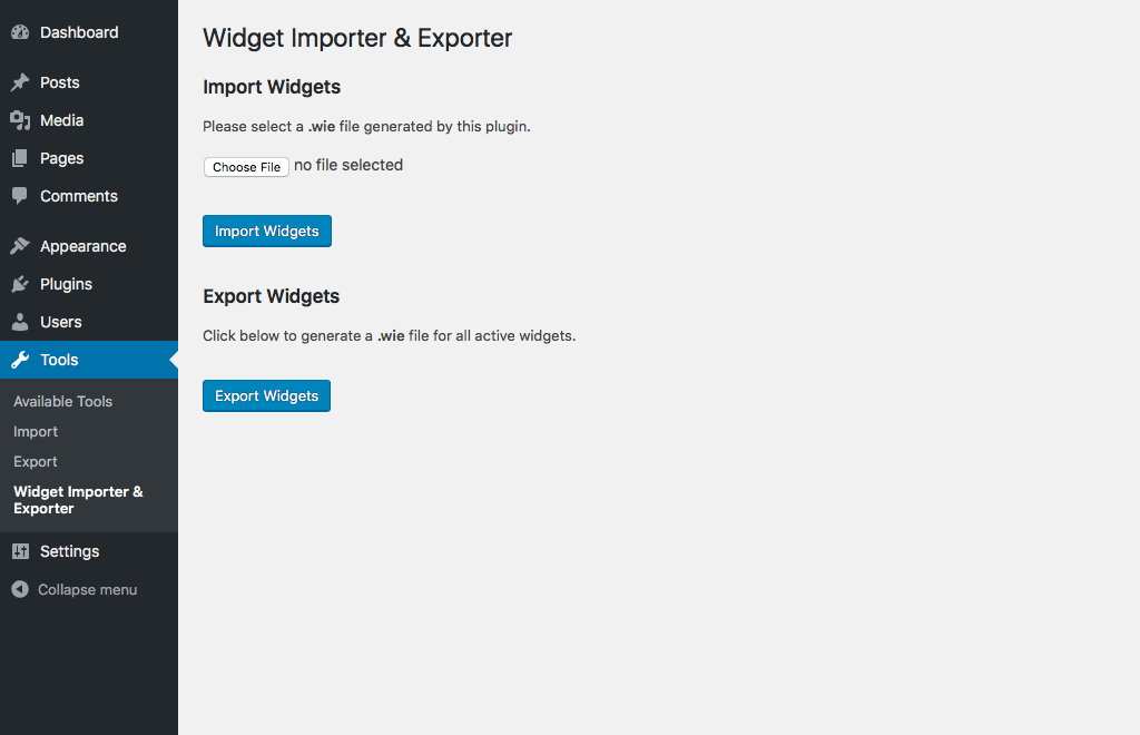 افزونه ایمپورت و ایکسپورت کننده Widget Importer & Exporter